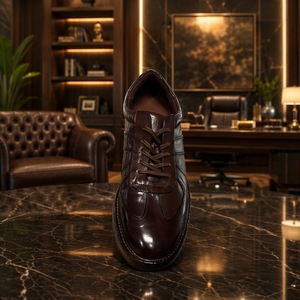 Zapatos de Caminar para Hombre con Parte Superior de Cuero de Caballo Lavado, Entresuela de Cuero Genuino, Resistentes a Impactos, Cierre con Cordones, Diseño Casual de Caña Baja - Product Image 3