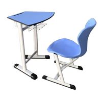 Ensemble bureau et chaise d'école avec plateau trapézoïdal, cadre métallique blanc durable, table d'étude avec panier en fil métallique, mobilier ergonomique pour enfants