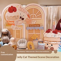 Kit de Décoration Scénique Tout-en-un Jellycat Cartoon Tabletop KT Board Balloon Set avec Toile de Fond Imprimée Numérique pour Cérémonie du 1er Anniversaire de Bébé