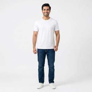 Nouveau T-shirt pour homme tendance été, manches courtes, col rond, coupe ajustée, en coton, pour homme - Product Image 1