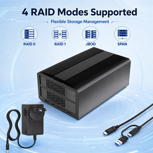 Boîtier de disque dur RAID 5 baies USB <span class=keywords><strong>3.2</strong></span> Type C 10 Gbps avec hub USB et lecteur de carte SD pour disques durs et SSD SATA 2,5 et 3,5 pouces en aluminium - Product Image 3