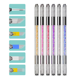 Pluma de Microblading PMU de Metal Cristalino con Punta Doble Cruzada y Soporte Manual para Cuchillas para Tatuaje de Cejas - Product Image 2