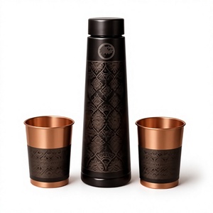 Termo de Cobre Puro con Dos Vasos, Diseño Oriental, Juego de Bebidas Portátil para Viaje - Product Image 1