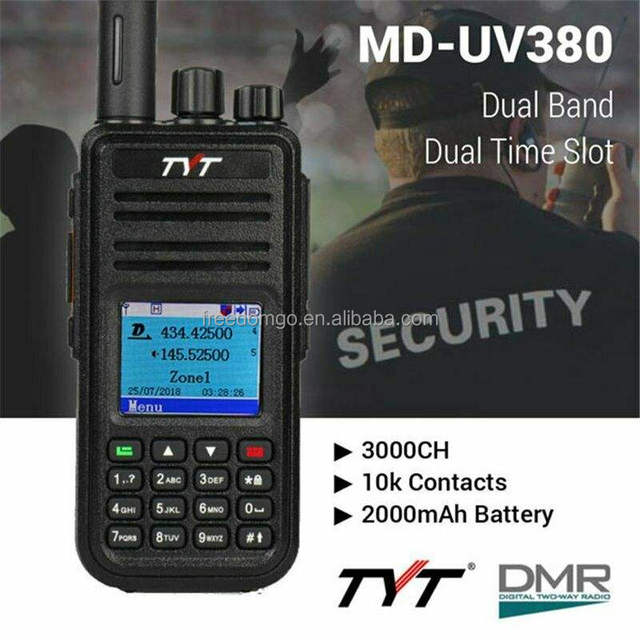 For MD UV-380 10W AES DMR Analog Mobile for VHF UHF Walkie Talkie TDMA 10km Range Two Way Radios 3000 Channels