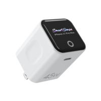 Adaptateur de voyage blanc et noir 45W GaN PD à charge rapide, chargeur secteur US pour ordinateur portable, téléphone et tablette