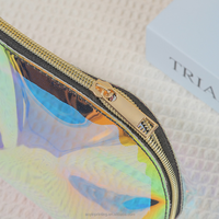 Trousse de Maquillage Portable Décontractée Effet Holographique Grande Capacité Demi-Lune pour Voyage et Rangement Quotidien de Cosmétiques