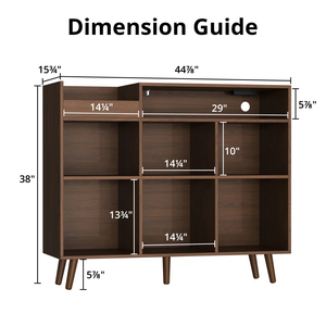 CARB Certified <b>Record</b> Player <b>Stand</b> Charging Station Anti-Tip 8 Cube Open Shelves Vinyl Storage Holds 500 Albums Walnut - Product Image 4