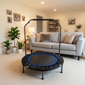 Mini <span class=keywords><strong>Trampolín</strong></span> Redondo Plegable para Interiores con Soporte Ajustable, <span class=keywords><strong>Trampolín</strong></span> <span class=keywords><strong>de</strong></span> Salto para Gimnasio en Casa, Fitness para Adultos - Product Image 1