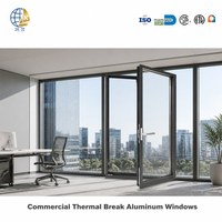 Fenêtre à battant moderne en aluminium à rupture de pont thermique, double vitrage en verre trempé, insonorisée, isolante thermiquement, étanche, en acier inoxydable