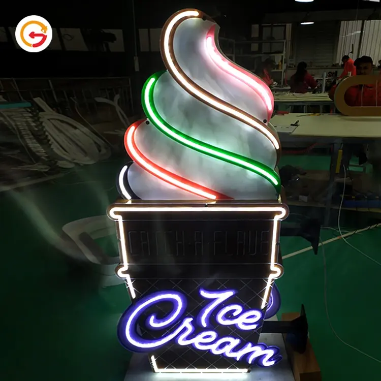 Scatola di illuminazione per negozio di hamburger per esterni con doppio lato a LED con segno di gelato personalizzato