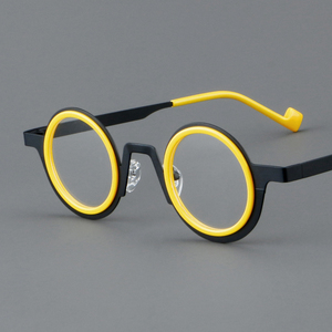 Montura de gafas de titanio para mujer, montura Vintage de titanio, bonita y redonda para lectura de <span class=keywords><strong>miopía</strong></span>, gafas ópticas graduadas progresivas - Product Image 2