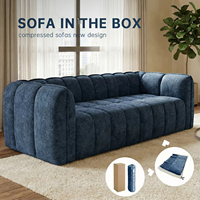 Sofá de Chenilla Estético y Duradero, Comprimido al Vacío, Sofá de Tela con Esponja de Alta Densidad, Sofá en Caja para Sala de Estar u Hotel