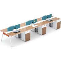 Poste de travail modulaire personnalisé, moderne et écologique pour personnel de bureau, 2/4/6 personnes, avec cloison en bois, bureau debout, OEM