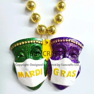 Mardi Gras Bead Necklace Comedy and Tragedy face medallion for Mardi Gras Carnival Throws PST2236/1233