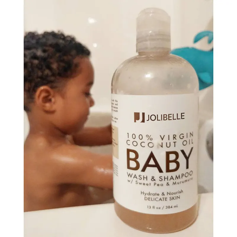 Etiqueta privada de côco natural sem enxofre, bebê, conjunto de cuidados com o cabelo, loção, clareamento, orgânico 2 em 1, shampoo para bebê