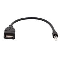 Câble adaptateur audio AUX mâle 3,5 mm de haute qualité noir vers prise USB femelle pour voiture MP3