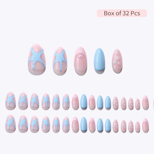 Xianxing Spring Luxury False Fake Nails High Quality Wholesale Short Almond 3D Pink Flower Soft <b>Gel</b> Press on Nails <b>Kit</b> Bulk - Product Image 3