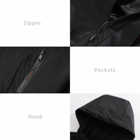 Blouson de randonnée d'extérieur haute qualité, fin, coupe-vent, imperméable, enduit, zippé, en softshell, teint uni
