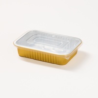 Barquette rectangulaire jetable en aluminium doré BLUE FOIL, qualité alimentaire, avec couvercle, robuste, petit moule à gâteau 665ml