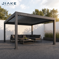Pergola robuste Jiake 6063-T5 avec toit à lames motorisées en aluminium pour aménagement paysager, cour, jardin, patio, pavillon extérieur