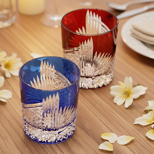 <span class=keywords><strong>Verre</strong></span> à whisky japonais à l'ancienne LACC multicolore 8 oz (250 ml) Edo Kiriko <span class=keywords><strong>Crane</strong></span> Design, sculpté à la main, motif en diamant en pente, cristal - Product Image 3