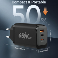 Pengisi Daya Cepat Gan Pd Usb c Multi Port Adaptor Dinding Grosir Respon Cepat 65w Gan Usb-c Pd Pps Charger Colokan Eu Oem Logo Kustom