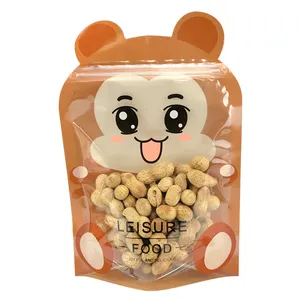 In Stock Printed Animal Shaped Stand Up Pouch With Clear Window Doypack For Snack Spice Zipper Plastic Bags Zip Lock Mylar Bag