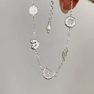 Pulsera de Plata de Ley 925 con Diseño de Croissant y Donut, Linda Pulsera de Panadería para Niñas - Product Image 2