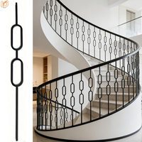 Balustres modernes en fer double ovale, meneaux métalliques pour escalier, poteaux d'escalier en métal pour villa