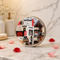 Boîte en étain ronde personnalisée pour desserts, en métal de qualité alimentaire, pour dattes, baklava, biscuits, gâteaux, emballage cadeau décoratif