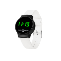Jam Tangan Digital LED Layar Sentuh Bulat BYH-26-6 Logo Kustom Grosir Pabrik, Tali TPE Unisex, Arloji Olahraga
