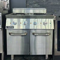 Cuisinière à gaz commerciale 4/6 brûleurs, style européen, en acier inoxydable, verticale, avec four à convection électrique