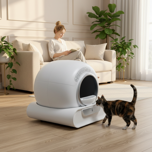 Bac à litière pour chat automatique à nettoyage automatique breveté, 65L, extra large, avec commande à distance par application, bac à litière intelligent pour les familles multi-chats - Product Image 1