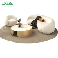 Wayon Einzigartiges Gebogenes Bouclé-Sofa Modernes Weißes Stoffsofa für Zeitgenössisches Wohnzimmer