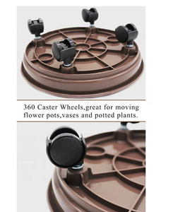 EG 300 Kit de pots de fleurs en plastique avec roues de soucoupes pour les hôtels de pépinière de jardin Conception ronde enduite pour l'utilisation du sol de plantation - Product Image 5