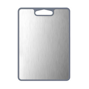 Planche à découper rectangulaire en acier inoxydable avec bord en silicone, 1,5 mm 2 mm, compatible lave-vaisselle, bloc de découpe de cuisine, fabriqué à Foshan - Product Image 2