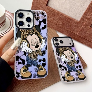 Coque de téléphone mignonne motif léopard Mickey dessin animé laser IMD pour iPhone SE3 XS XR 11 12 13 17air, impression personnalisée OEM - Product Image 2