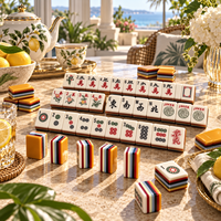 Jeu de Mahjong américain, tuiles en acrylique à 7 couches, design à bords rayés colorés, motifs verts et rouges, vente en gros