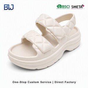 Sandali Estivi <span class=keywords><strong>da</strong></span> <span class=keywords><strong>Donna</strong></span> con Plateau Chunky, Doppio Cinturino, Beige, Antiscivolo, Suola Spessa e Morbida, per Passeggiate in Spiaggia - Product Image 1