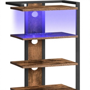 Bibliothèque d'angle moderne à 4 niveaux en bois avec porte-<span class=keywords><strong>CD</strong></span>, <span class=keywords><strong>meuble</strong></span> de salon peint - Product Image 4