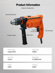 220V Household Drill, Corded European Standard Multi-functional Power <b>Tool</b>, <b>Small</b> Drill PICUSDZ12 European Standard Compliant Wi - Product Image 4