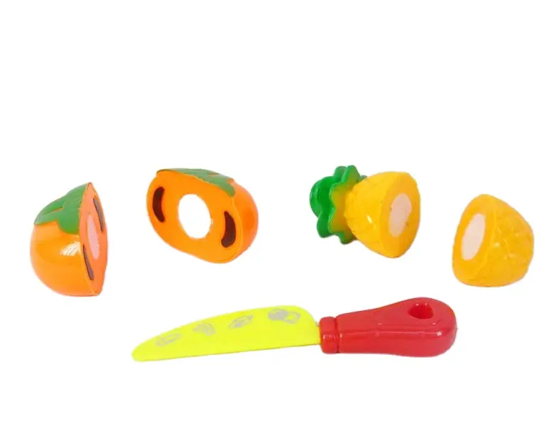 Plastik cutting furit mainan set kesemek 2 buah nanas 1 pisau