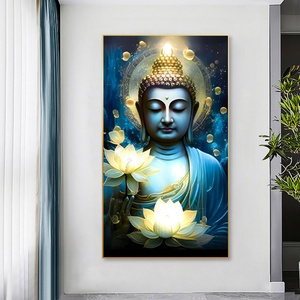 Peinture murale en porcelaine de cristal en gros avec décorations murales en acrylique intégrant la figure du Bouddha LED - Product Image 4