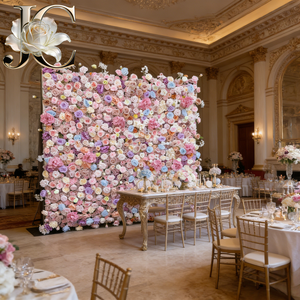 Décoration murale en fleurs de <span class=keywords><strong>rose</strong></span> en soie réaliste faite à la main, <span class=keywords><strong>bleu</strong></span> et <span class=keywords><strong>rose</strong></span>, un incontournable pour un mariage luxueux - Product Image 1