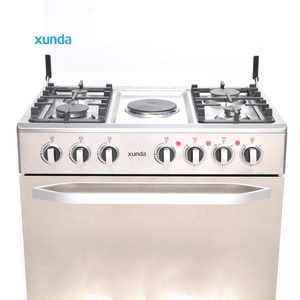 Four combiné autonome Xunda 76x50cm, 5 brûleurs (4 gaz, 1 <span class=keywords><strong>électrique</strong></span>), en acier inoxydable, pour cuisine et boulangerie, <span class=keywords><strong>cuisinière</strong></span> <span class=keywords><strong>électrique</strong></span> avec four - Product Image 4