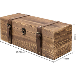 Vintage Brown Leatherette Dây Đeo Gỗ Đơn Chai Rượu Vang Hộp Quà Tặng - Product Image 3