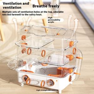 Yue Xiaomeng lüks üç katmanlı plastik Hamster üreme kafesi düğme kapatma altın Hamster yuva katı desen süper büyük Pet - Product Image 2