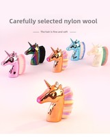 Fond de teint coloré pour brosse à poussière pour ongles à tête de poney et poudre libre en plastique Produit de beauté et de soin personnel