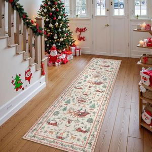 Alfombra navideña rectangular de terciopelo cristalino antideslizante para la sala de estar, dormitorio o pasillo. - Product Image 4