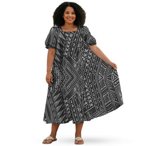 畅销定制女式夏威夷风格皱纹Muumuu连衣裙加大码环保时尚批发 - Product Image 2